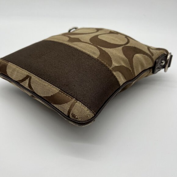 Coach Signature Canvas Tan & Brown Swing Logo Crossbody Bag - Picture 7 of 12